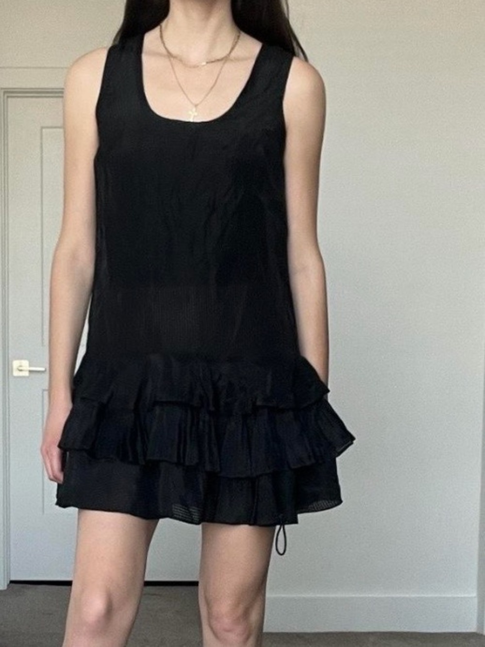 Club Monaco Silk Tiered Tank Dress Size 2 Black